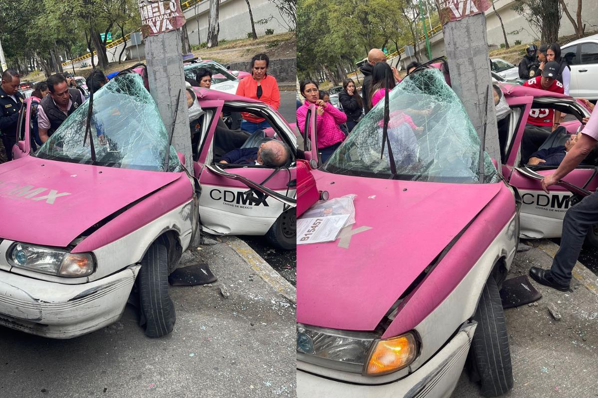 Choque de taxi en Avenida Río Churubusco deja 5 lesionados. Foto: @RayoKiiKiin