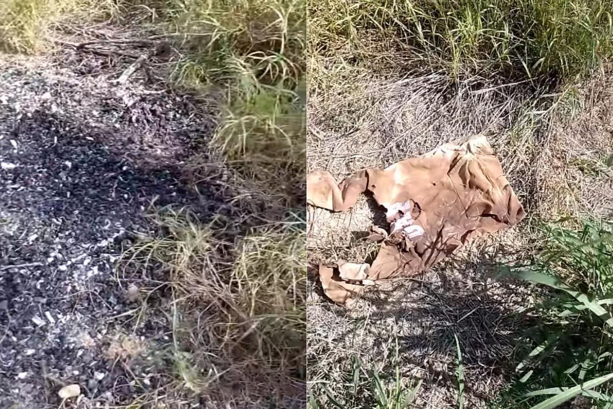 Restos óseos calcinados y prendas de vestir, cerca del ejido Los Cavazos de Reynosa. Foto: Colectivo Amor por los Desaparecidos.