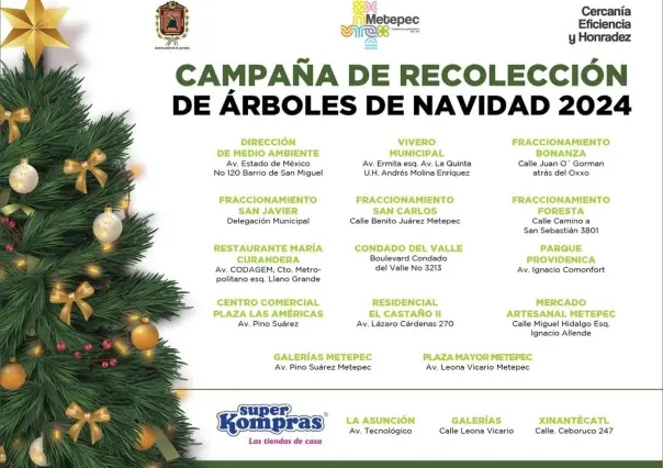 Entrega tu árbol de navidad en Metepec y dale una segunda vida