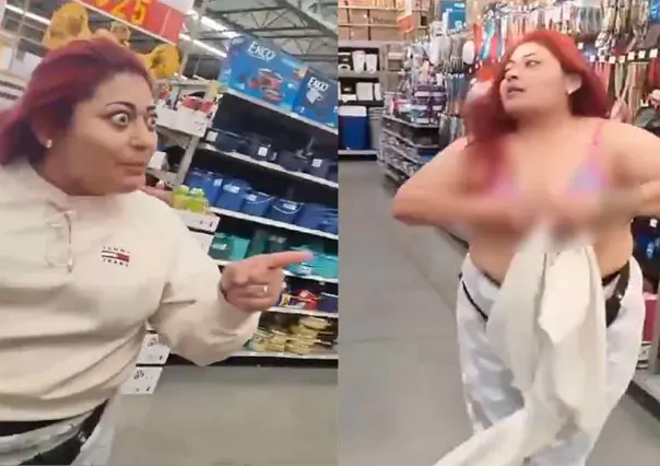 ¡Lady Aurrera! Mujer se desnuda tras encontrarla robando en tienda (VIDEO)