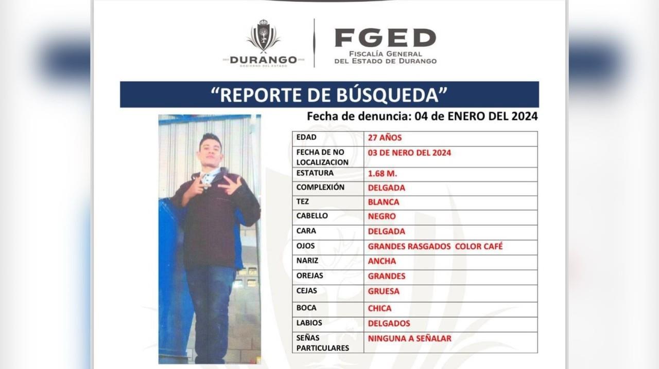 Cualquier información que pueda llevar a la localización de alguna de estas tres personas comunicarse al número de emergencias 911. Foto: Fiscalía Durango.