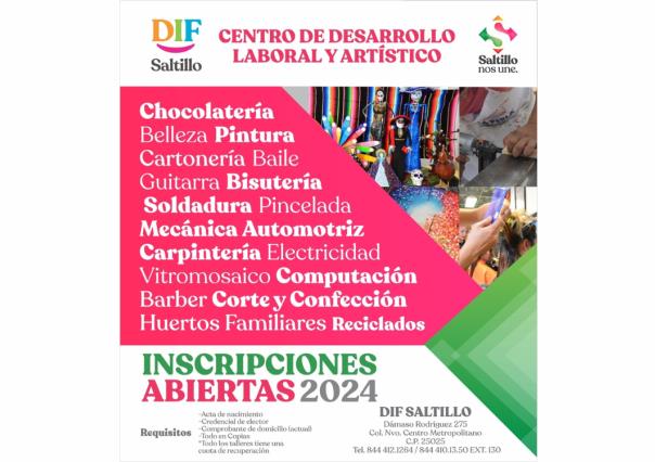 Abre DIF inscripciones para talleres de capacitación en Saltillo