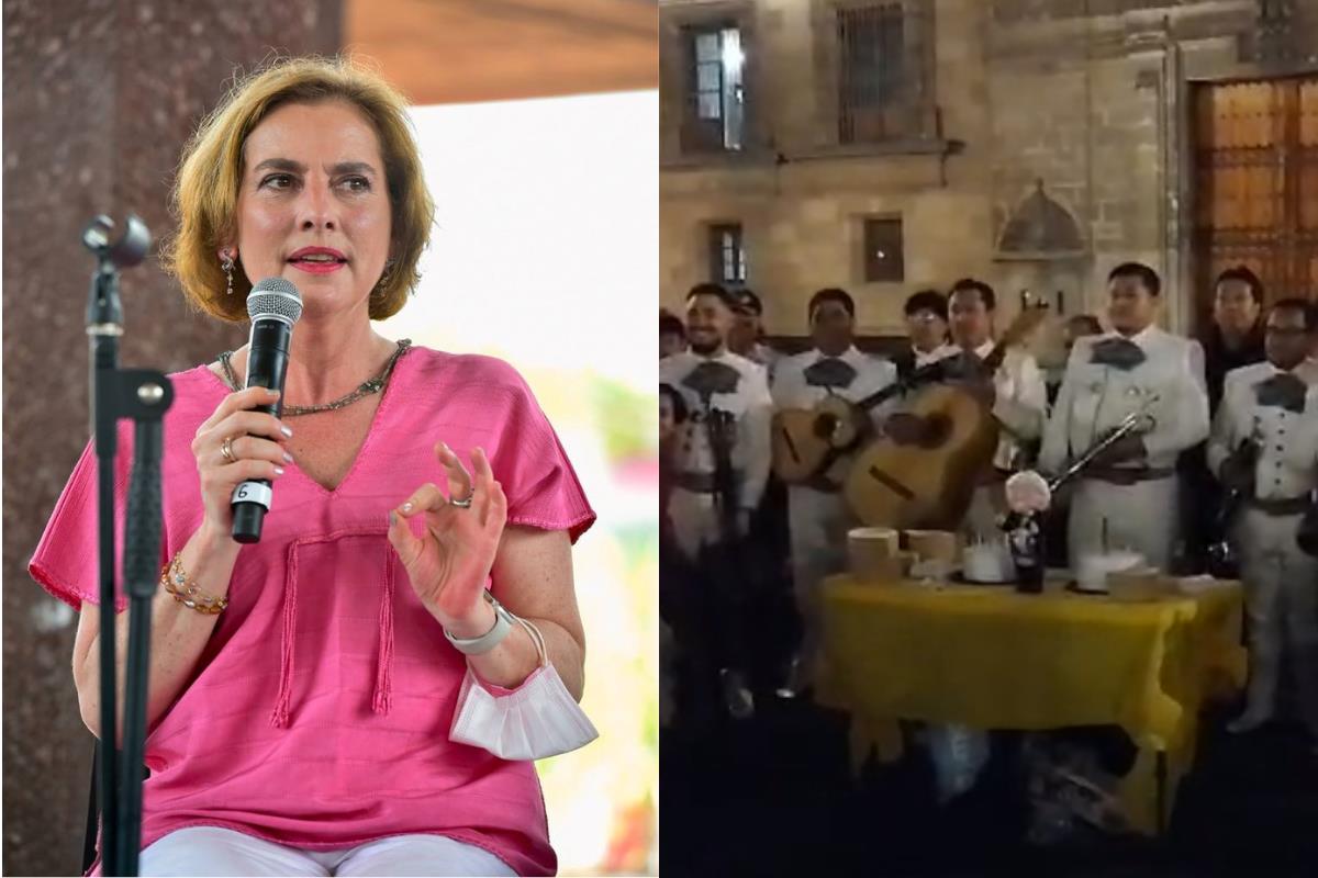 Simpatizantes cantan mañanitas a Beatriz Gutiérrez Müller en Zócalo de la CDMX. Foto: Facebook Beatriz Gutiérrez Müller/ Captura de pantalla