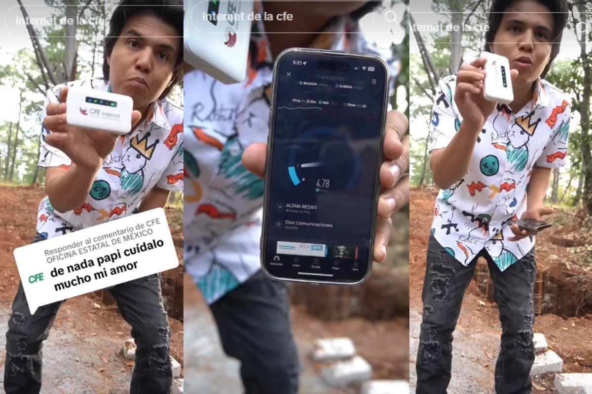 Tiktoker pone a prueba internet móvil de CFE en zona rural, ¿servirá? Foto: Especial