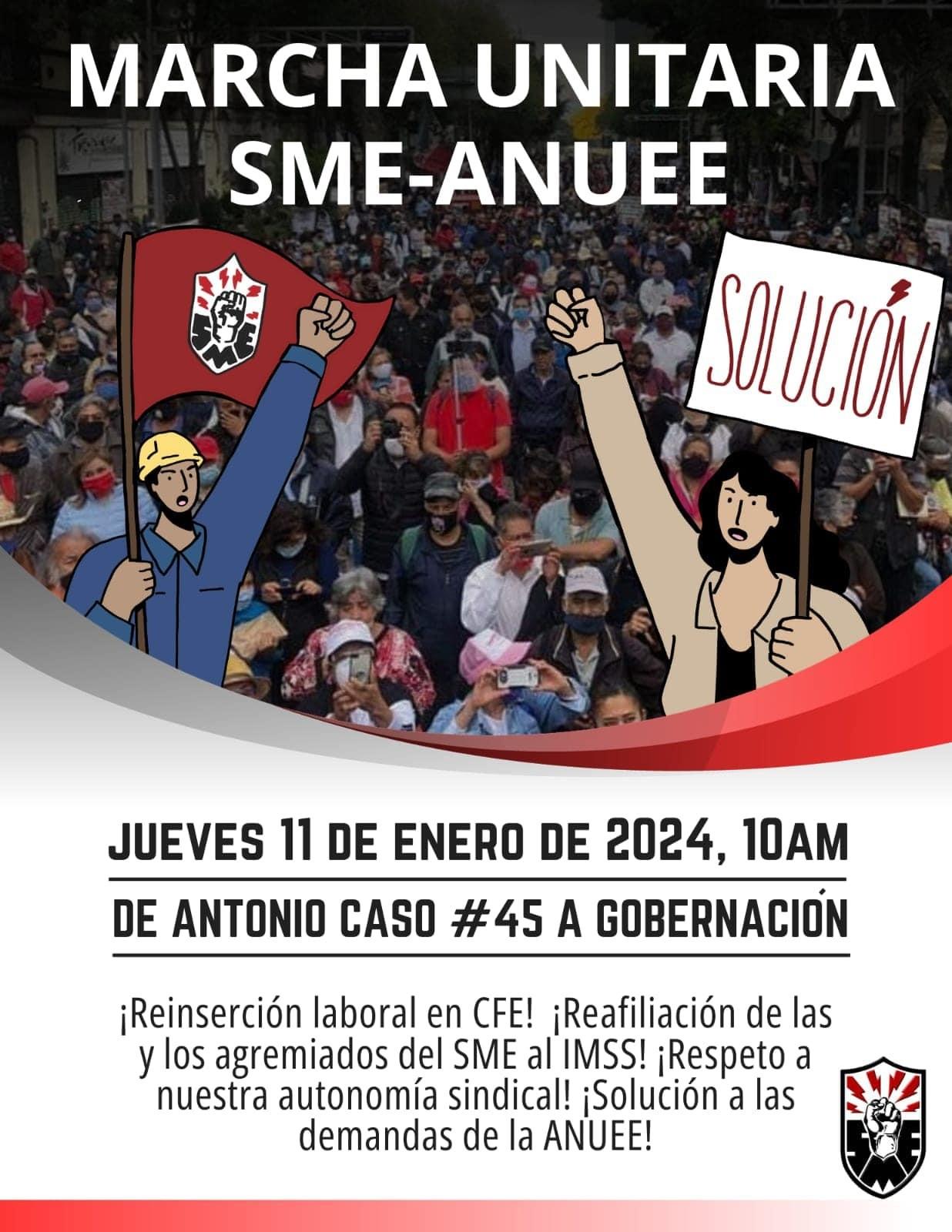 Marchas y concentraciones programadas para este jueves 11 de enero. Foto: SME