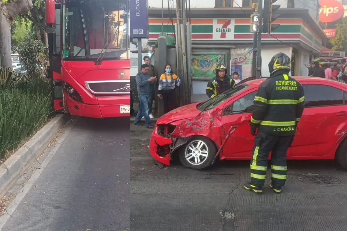 Automovilista invade carril del Metrobús y choca de frente contra el articulado Fotos: Ramón Ramírez