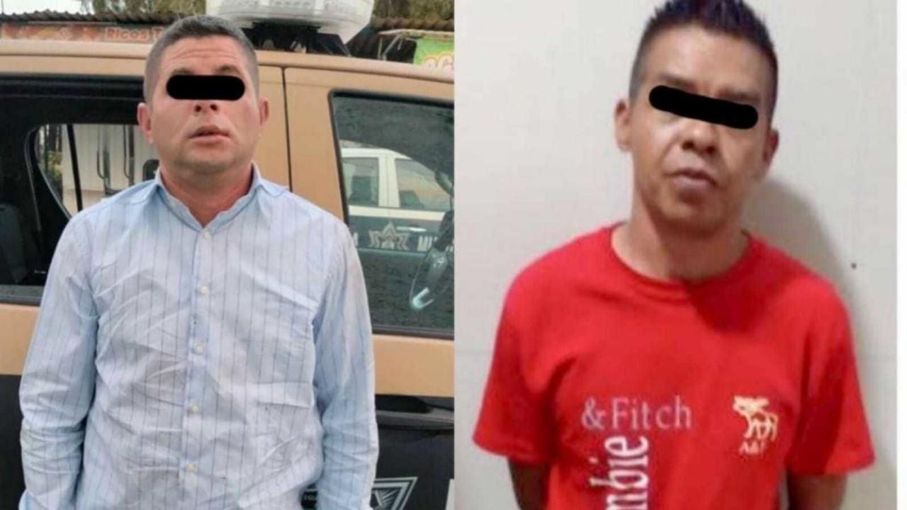 Norberto N y Abraham N fueron detenidos cuando trasladaban a un hombre, presuntamente, para que les entregara cien mil pesos para no causarle daño. Foto: Policía de Ecatepec