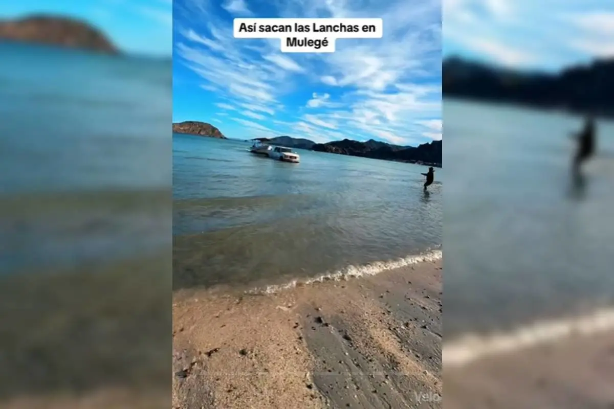 Momento en el que sacan una lancha metiendo un carro al mar. Foto: Captura / TikTok @santarosaliapueblomagico
