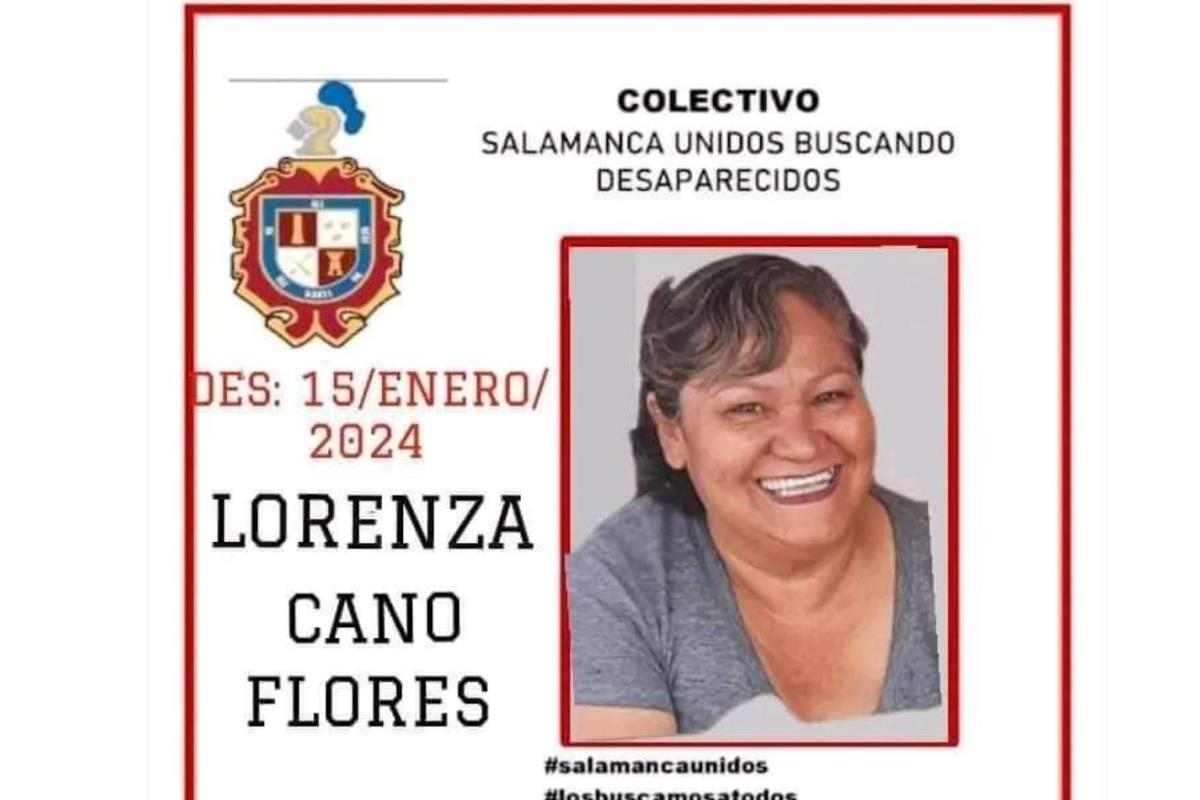 Parte de la ficha de búsqueda que el Colectivo Salamanca Unidos Buscando Desaparecidos emitió para localizar a Lorenza Cano Flores. Fuente: Facebook