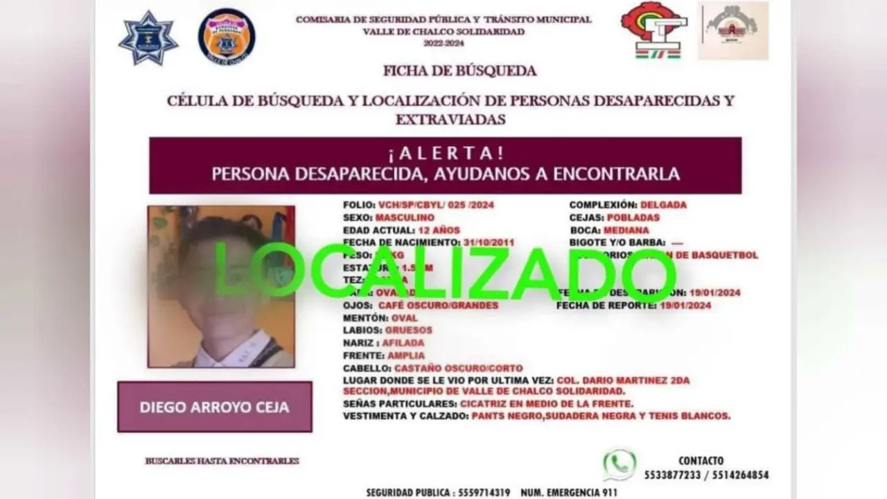 Localizan a adolescente desaparecido en Valle de Chalco. Foto: Especial