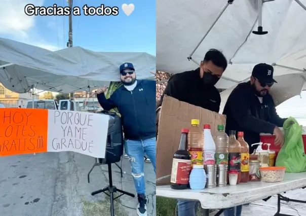 Joven graduado de ingeniero civil de la UANL lo celebra regalando elotes (VIDEO)