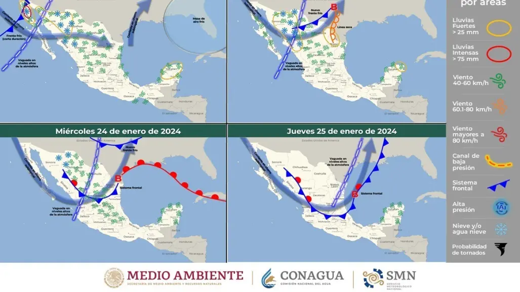 Frente Frío 29: continúa el ambiente frío y lluvias a lo largo del país