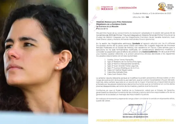 Luisa María Alcalde revela carta por liberación de militares del caso Ayotzinapa