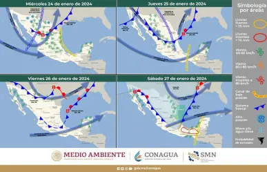 Clima del 24 de enero: entrada del frente frío #30, vientos fuertes y chubascos