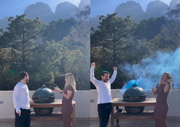 Revela pareja género de su bebé con un asador ¡Puro estilo regio!