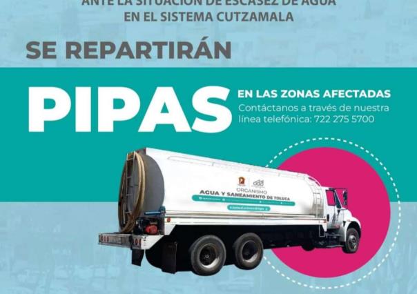 Crisis en Toluca: Distribuyen agua en pipas ante baja presión del Cutzamala