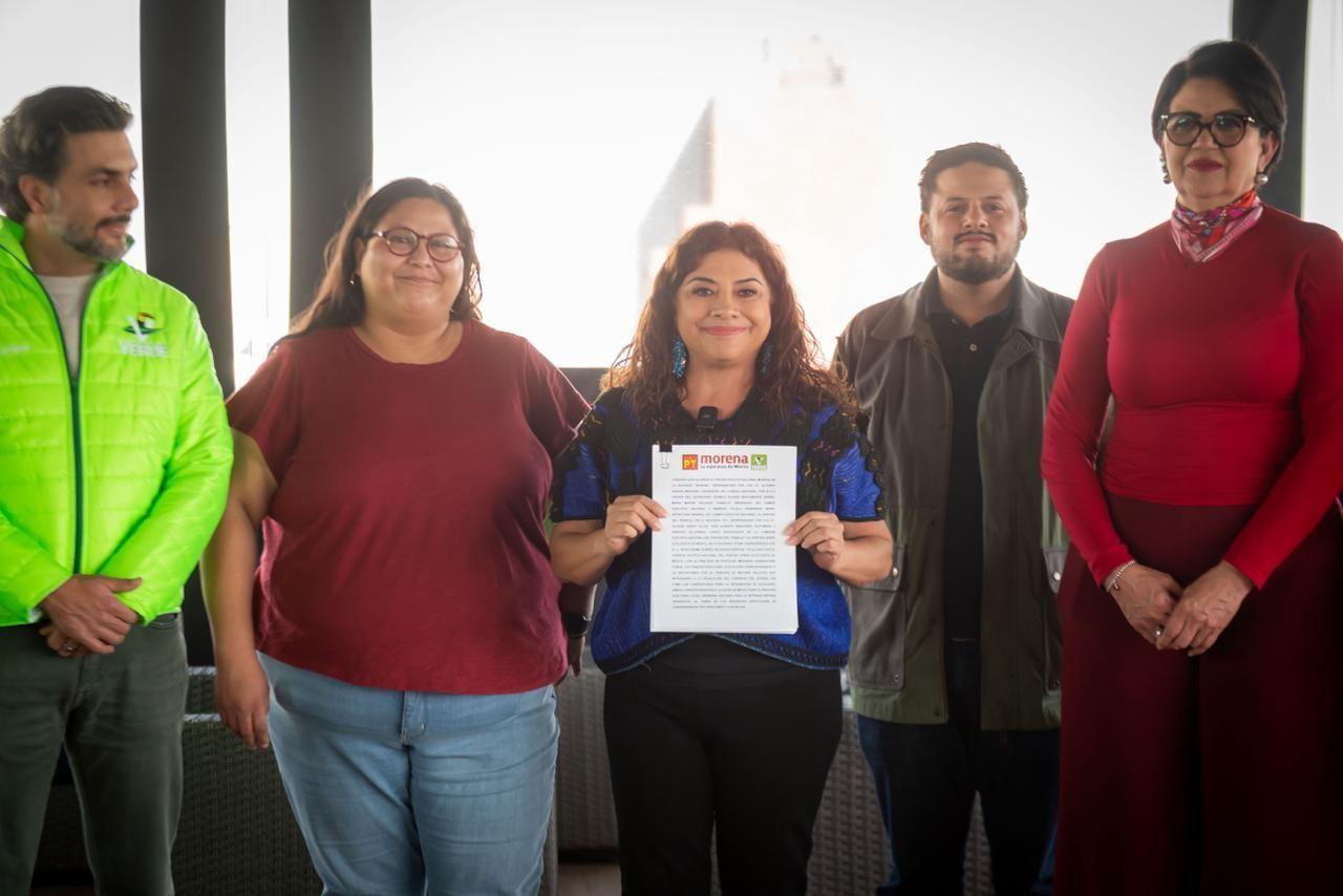 Morena, PT y Partido Verde firman convenio de candidaturas comunes en la CDMX. Foto: @ClaraBrugadaM