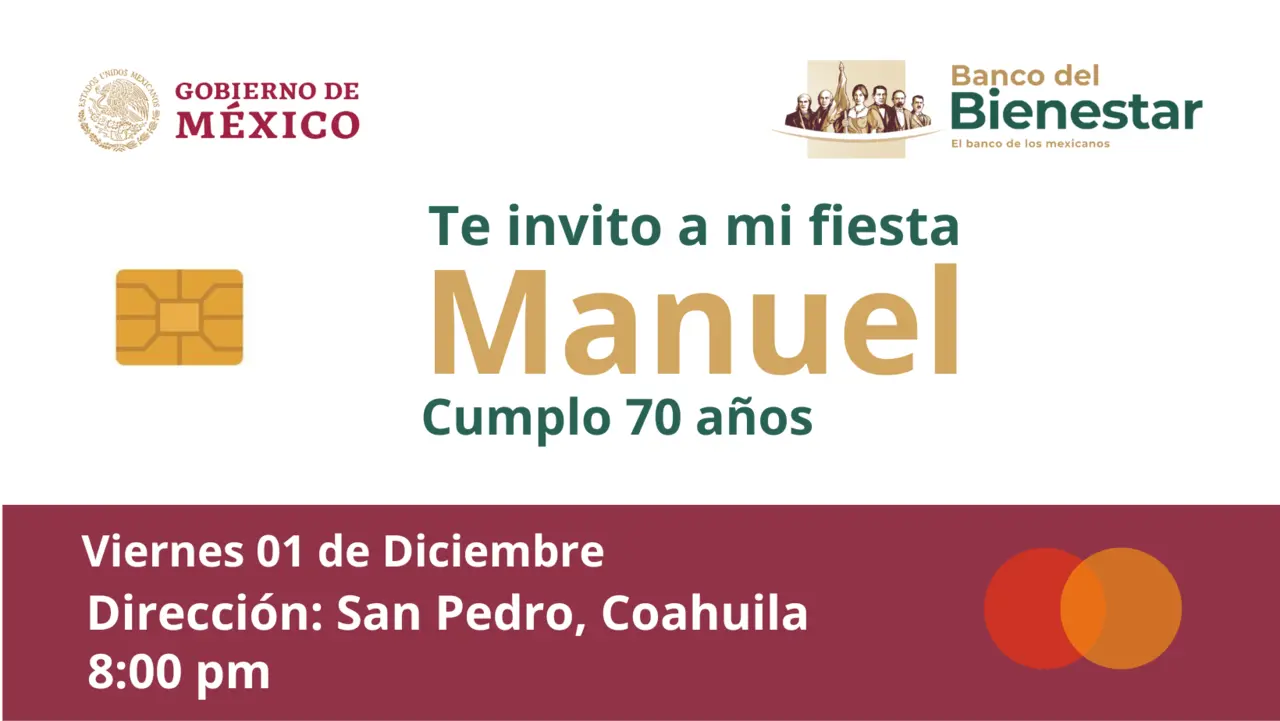 Invitación 70 años de Don Manuel / Foto: Redes Sociales