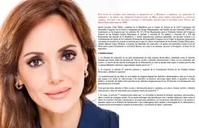 Lilly Téllez hace punto de acuerdo para defender a Carlos Loret de Mola de AMLO