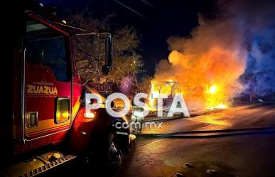 Se incendia transporte de personal en General Zuazua