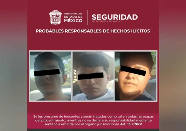 Detienen a tres por robo de vehículo en Ecatepec; recuperan la unidad