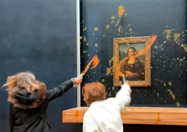 Vandalizan activistas contra el cambio climático la Mona Lisa en París