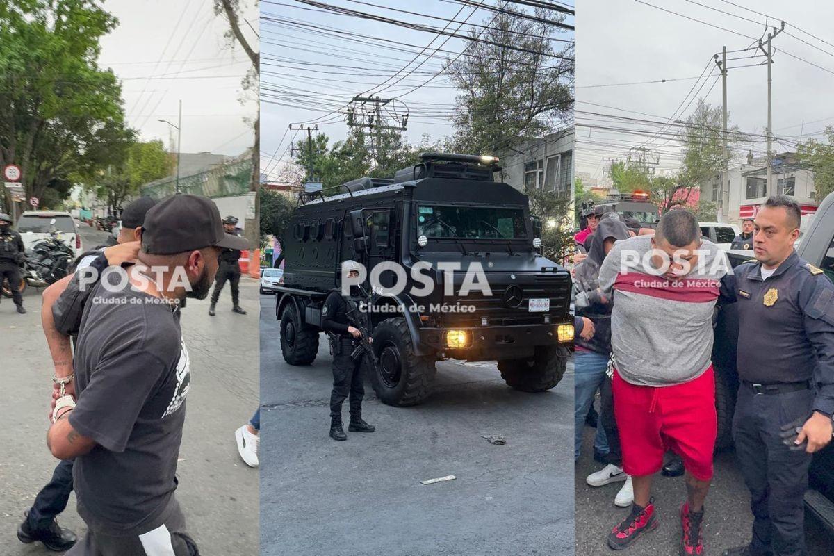 Oficiales de la Policía de Monterrey detuvieron a 2 hombres, tras activarse el botón de alerta. Foto. Cortesía