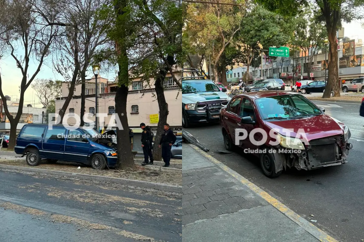 Automovilista se pasa el alto y provoca que camioneta choque contra árbol. Foto: Ramón Ramírez