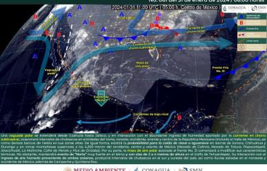 Clima del 31 de enero: continúa frente frío 31, cielos nublados y lluvias