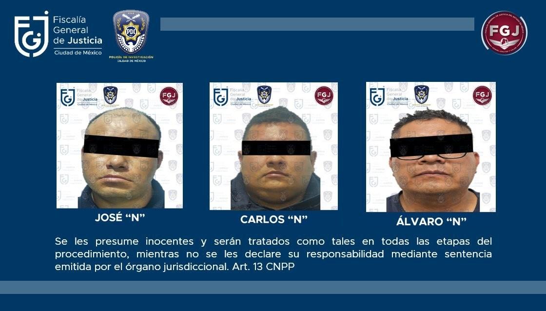 Tres policías de Ecatepec en prisión por secuestro exprés. Foto: @FiscaliaCDMX