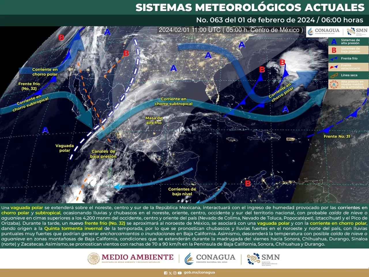 Mapa con el pronóstico ambiental del 1 de febrero de 2024. Fuente: YouTube