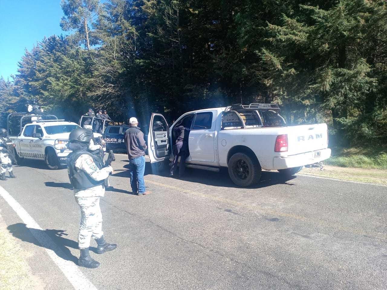 La vigilancia en Acambay se reforzó con la participación de la Guardia Nacional. Foto: SSEM