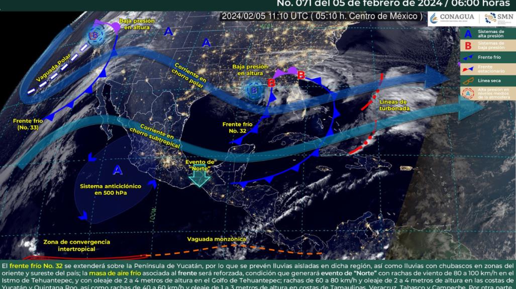 Clima 5 de febrero: Frío al norte, más tarde calurosa y lluvias en México