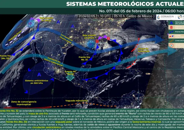 Clima 5 de febrero: Frío al norte, más tarde calurosa y lluvias en México