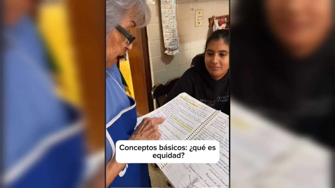 La adulta mayor, realizó gráficas y dibujos para ayudarse a entender mejor los conceptos que a su consideración eran importantes. Foto: Captura de pantalla