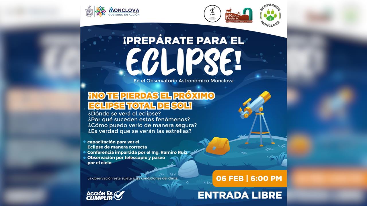 El Observatorio Astronómico de Monclova se dará a la tarea de brindar la capacitación adecuada para observar el eclipse / OAM Redes Sociales