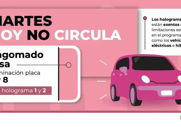 ¿Qué autos están exentos del Hoy No Circula en la CDMX para este martes?