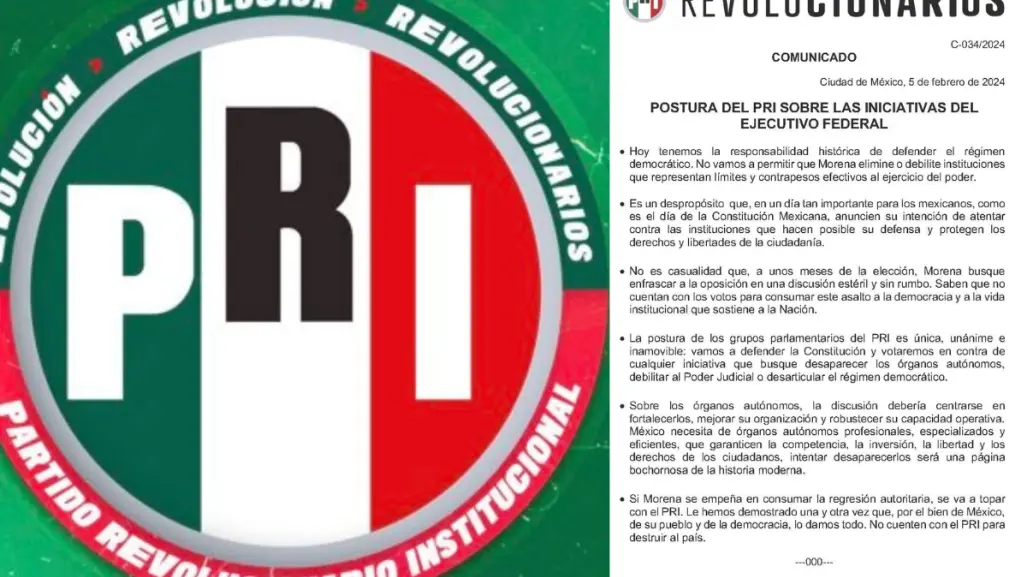 PRI fija postura sobre nuevas reformas de AMLO: Defenderemos la Constitución