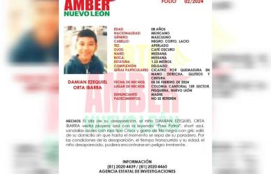 Activan Alerta Amber por niño de 8 años desaparecido en Pesquería