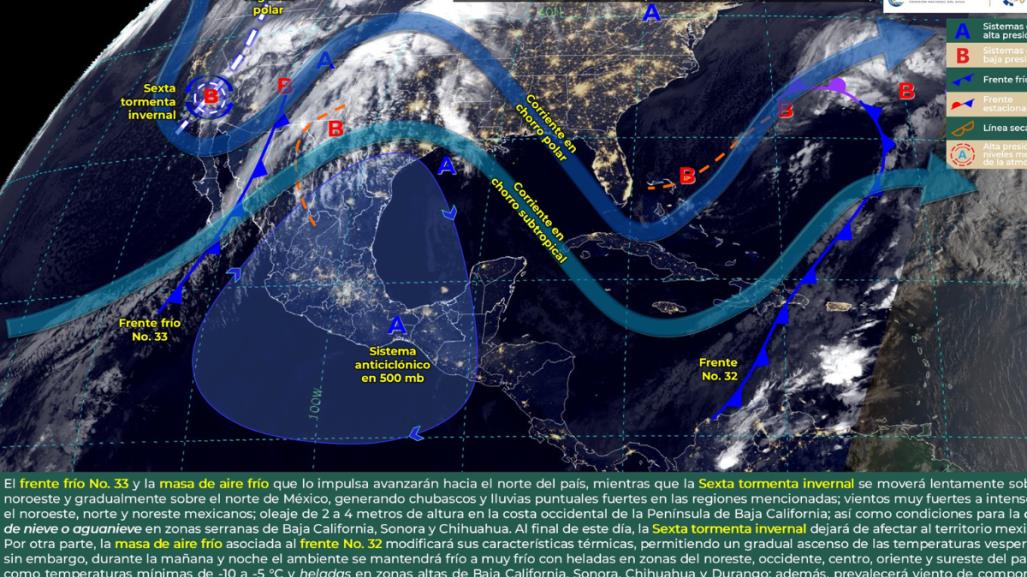 Clima 7 de febrero: Frío por la mañana y noche, más cálido en la tarde en México