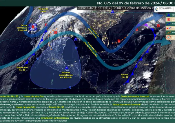 Clima 7 de febrero: Frío por la mañana y noche, más cálido en la tarde en México