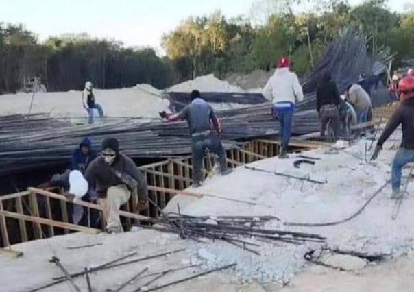 Colapso de estructura del Tren Maya deja a dos personas lesionadas