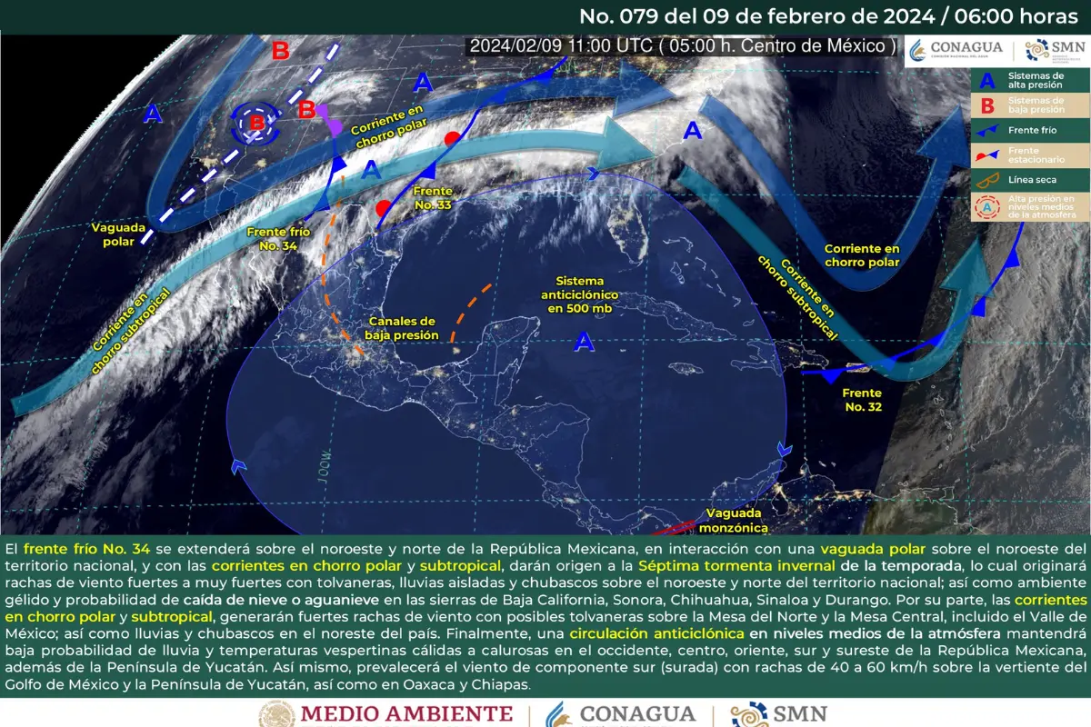 Clima 9 de febrero: frío al noroeste y tarde calurosa para el resto de México