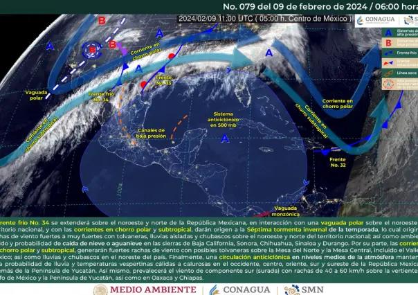 Clima 9 de febrero: frío al noroeste y tarde calurosa para el resto de México