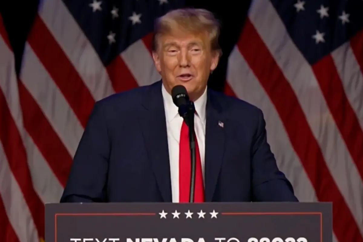 Donald Trump durante su discurso en Las Vegas, Nevada, luego de haber ganado los caucus de este estado el 8 de febrero de 2024. Fuente: X (antes Twitter)/@ShotGun_Bonnie