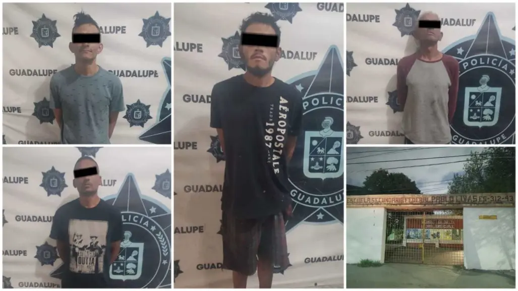 Policías de Guadalupe frustran robo a secundaria de Guadalupe; hay 4 detenidos