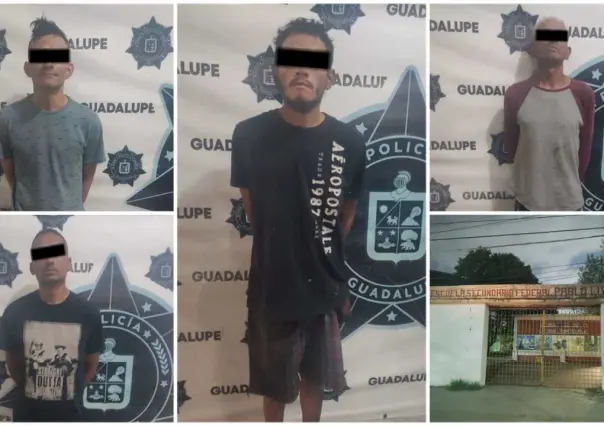 Policías de Guadalupe frustran robo a secundaria de Guadalupe; hay 4 detenidos