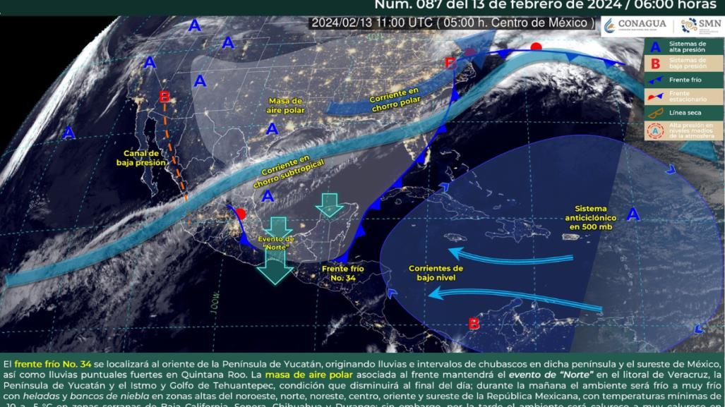 Clima 13 de febrero: Mañana fría y tardes templadas a calurosas en México