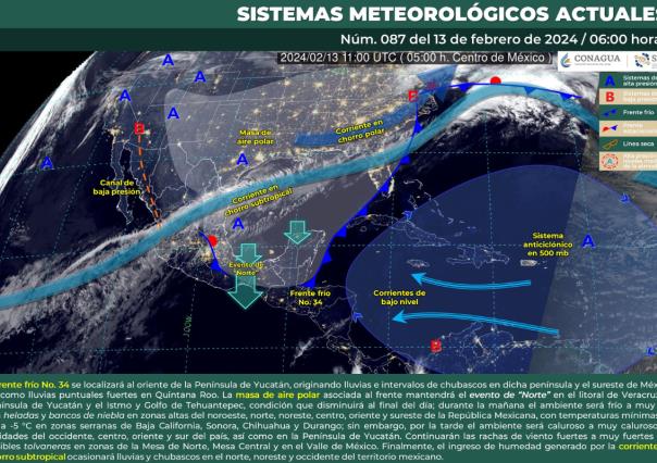 Clima 13 de febrero: Mañana fría y tardes templadas a calurosas en México