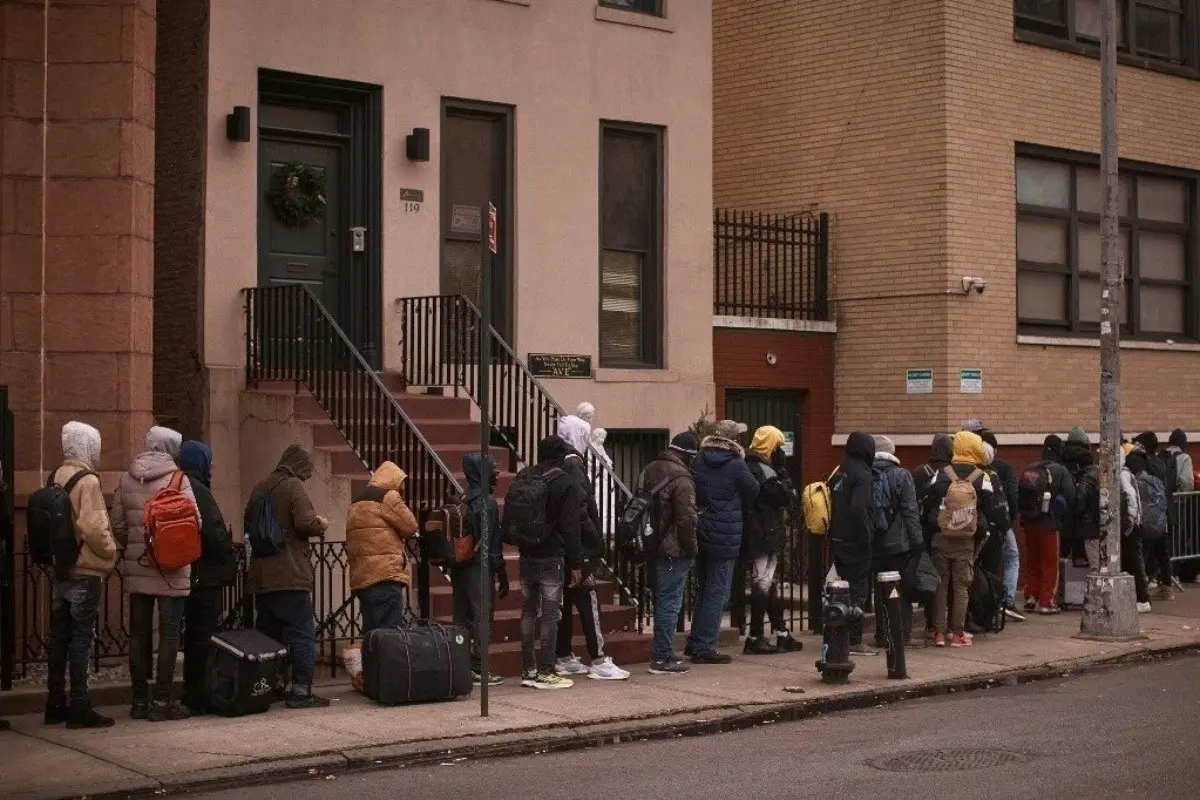 Migrantes demandan a la Guardia Nacional de Nueva York en un centro de asistencia Foto: X(Twitter) @Rammoncho